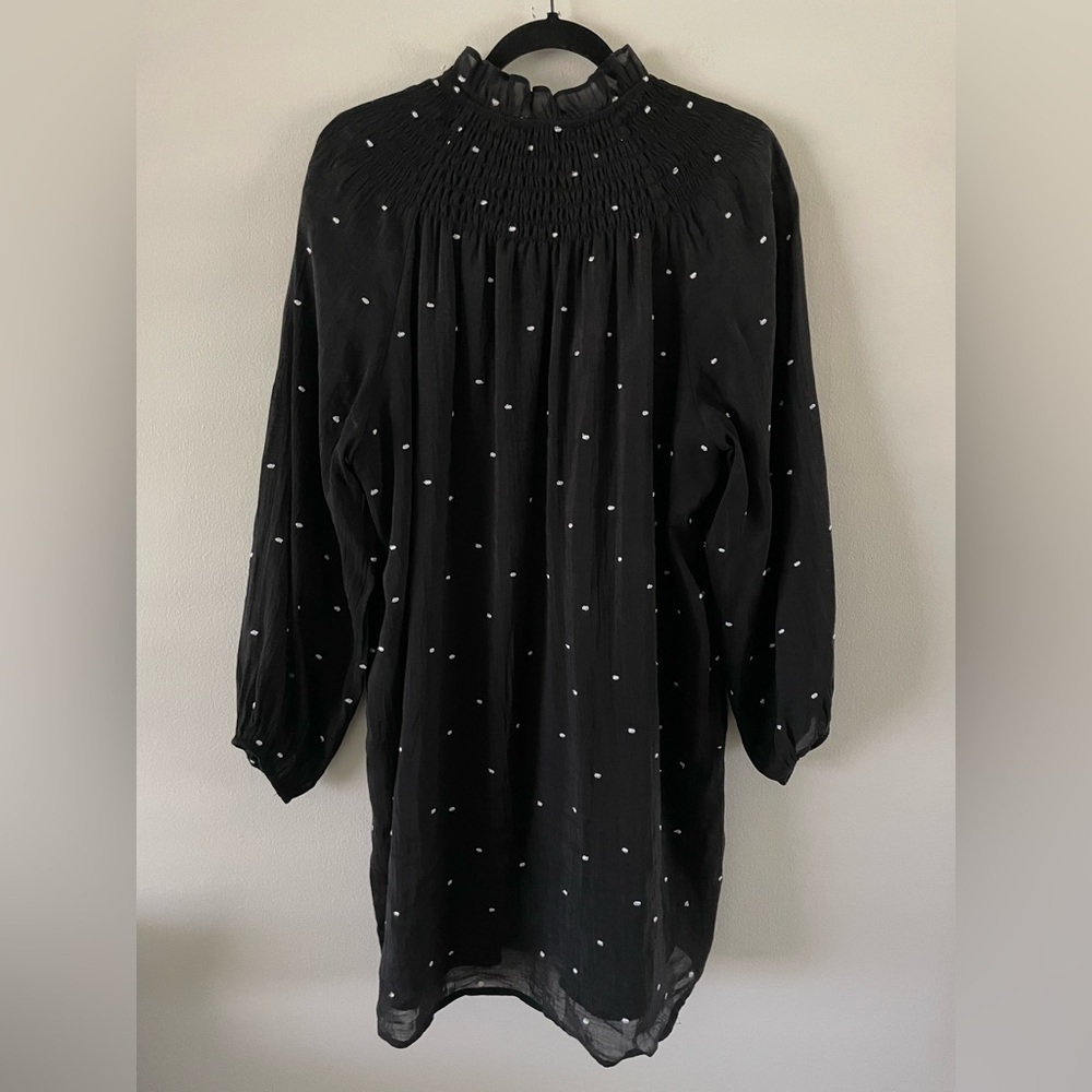 Tuckernuck Pomander Place Polka Dot Taylor Mini Dress Size XL Black Tiered - Picture 5 of 8